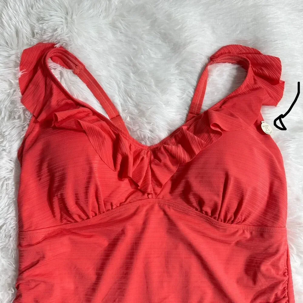 Artesands Aria Manet One Piece in Coral Plus Sz 20 Ruched V-neckline Swimsuit